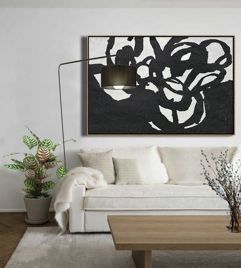 Canvas Wall Art Home Decor,Oversized Horizontal Minimal Art On Canvas - Hand Paint Large Clean Modern Art